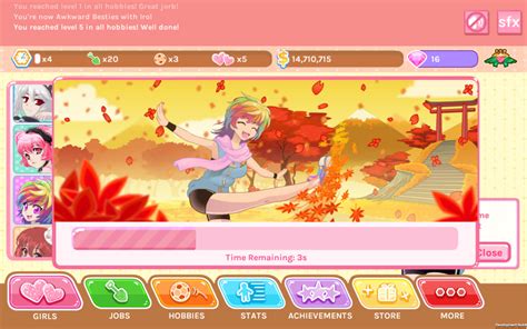 Welcome to Crush Crush – the Idle Dating Sim! Begin your quest to win the hearts of your town's lovely ladies… after a few disastrous intros! Impress the girls by building your stats, unlocking jobs, and earning promotions. Woo them with romantic dates, thoughtful gifts, and a tickle fight or two! 